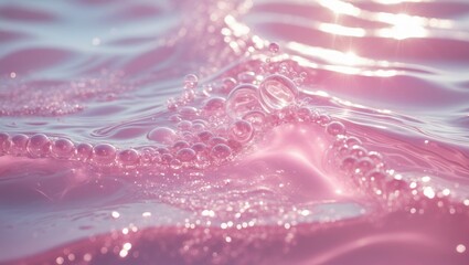 pink water wave abstract, natural ripple and bubble texture, gel soap, background photography