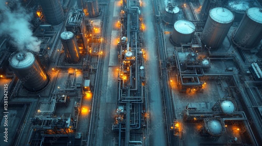 Aufkleber an aerial view of a metallurgy facility highlighting the intricate infrastructure used for mining an