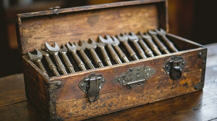 Antique Wooden Box of Vintage Tools
