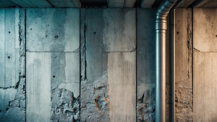 Naklejka premium Loft style concrete wall featuring a pipe background.