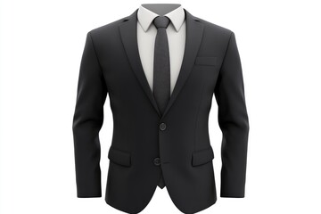 Formal Business Suit Black Jacket with Tie and White Shirt Isolated