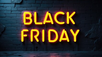 Obraz premium Neon Sign for Black Friday Sale Featuring Percentage Discount