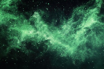Mystical Green Nebula: A Serene Cosmic Tapestry of Vibrant Greens and Stars
