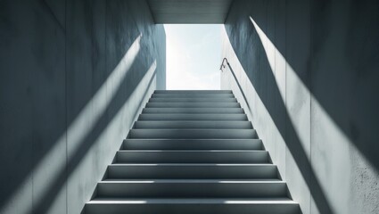 Light and shadow in sunlight within a corridor. The staircase between buildings cast with shadows from the sun.