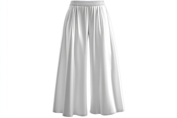 Elegant White Palazzo Pants Floating on White Background for Fashion Concept