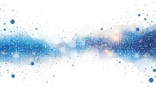 2d vector logo graphic corporate , clean lines square border with very simple scatterplot chart in middle in blues and with white background 
