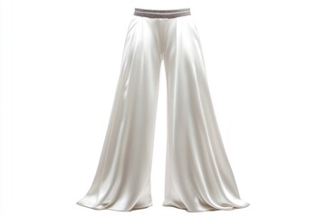 Elegant White Silk Palazzo Pants with Rhinestone Waistband for Fashion