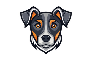 Dog Face Mascot Isolated, Cartoon Head on White Background, Animal Emblem
