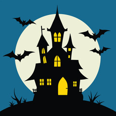 halloween background with haunted house