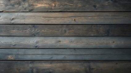 Naklejka premium Grunge dark wooden backdrop featuring aged, rough timber. Grey-brown hue. Rustic aesthetic. Close-up image from a rural building.