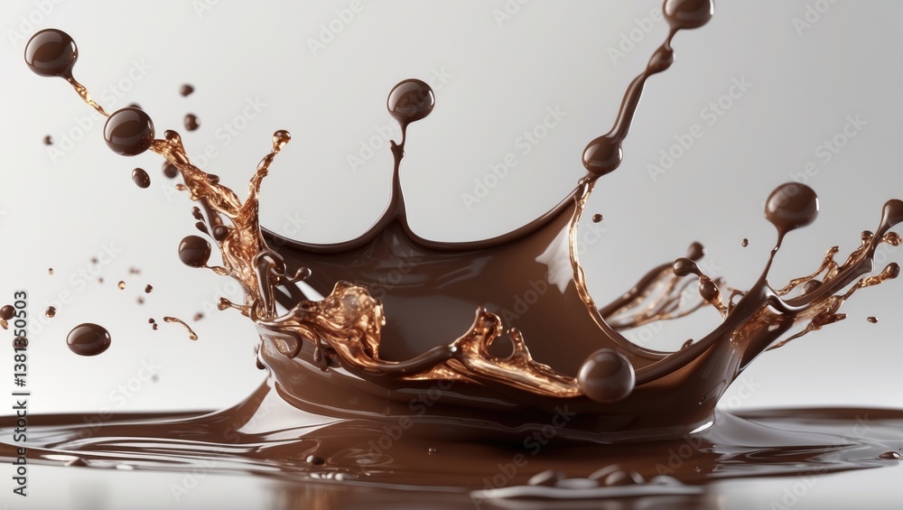 Poster image of dark chocolate splash isolated against a backdrop.