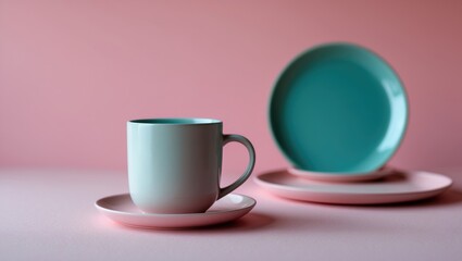 Fototapeta premium Home kitchen organized dishware on the table.
