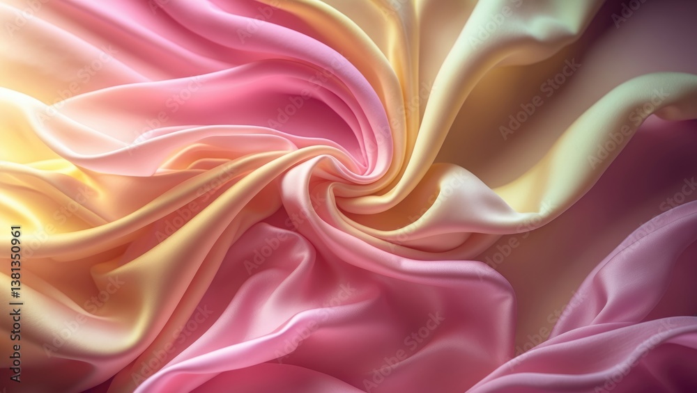 Poster blur of sheer fabric with luminous, flower-like patterns, creating a vibrant, textured appearance. t