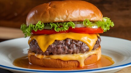 Cheeseburger with beef patty, cheese, and soft bun