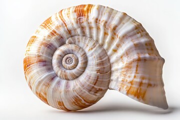 Obraz premium A beautiful seashell displays a spiral shape with textured details