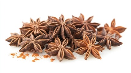 A cluster of star anise forming a delicate floral pattern