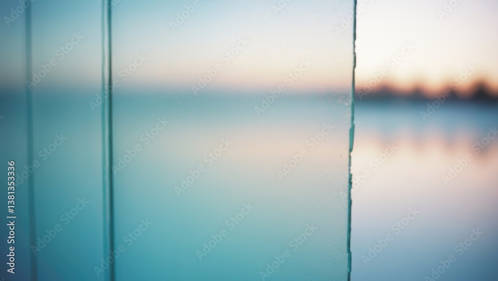 Poster Ice patterns on a glass window, with selective focus. Frosty background created by ice crystals. High-quality photography.