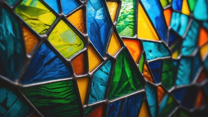 Colorful stained glass mosaic. Abstract backdrop.