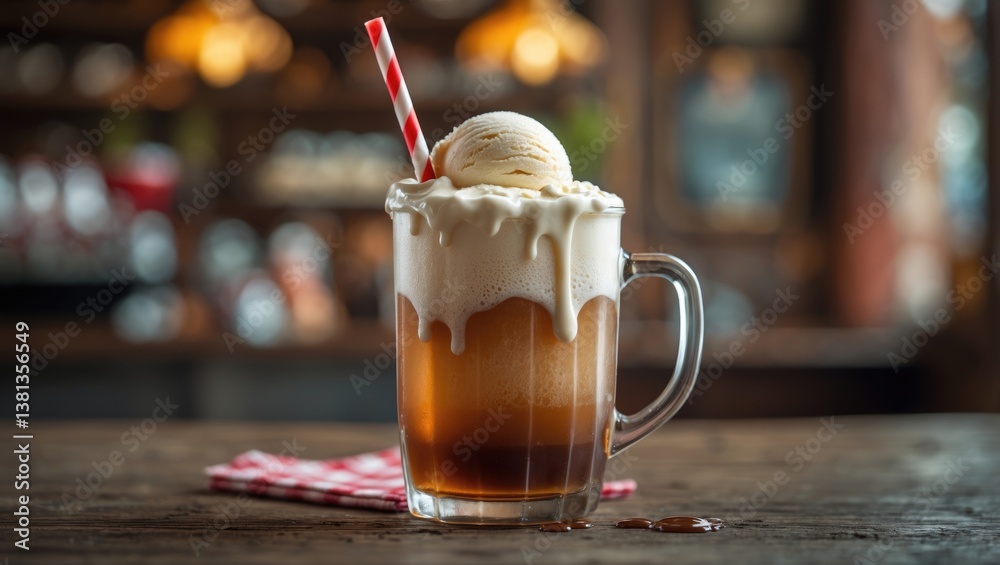 Poster homemade ice cream float featuring cola