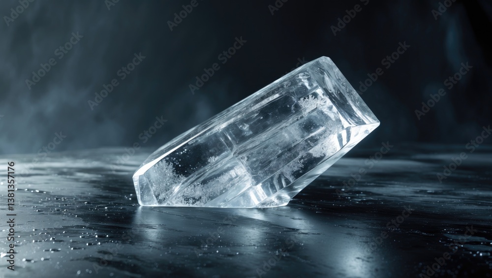 Aufkleber Ice block, isolated on a background. Clipping path is included.