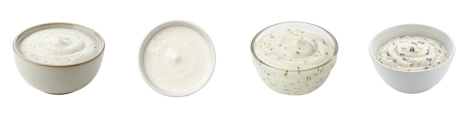 Four creamy dips plain, speckled, herbed, and chunky.