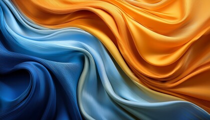 orange yellow and blue avstract silk waves design background