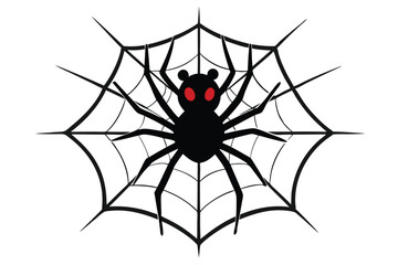 Spider with Red Eyes on Web, Eight Legs 