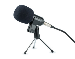 Black microphone on tripod
