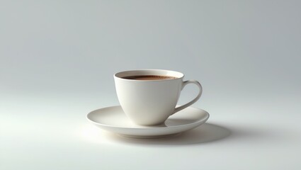 Obraz premium Hot chocolate in a white cup set against a plain background.