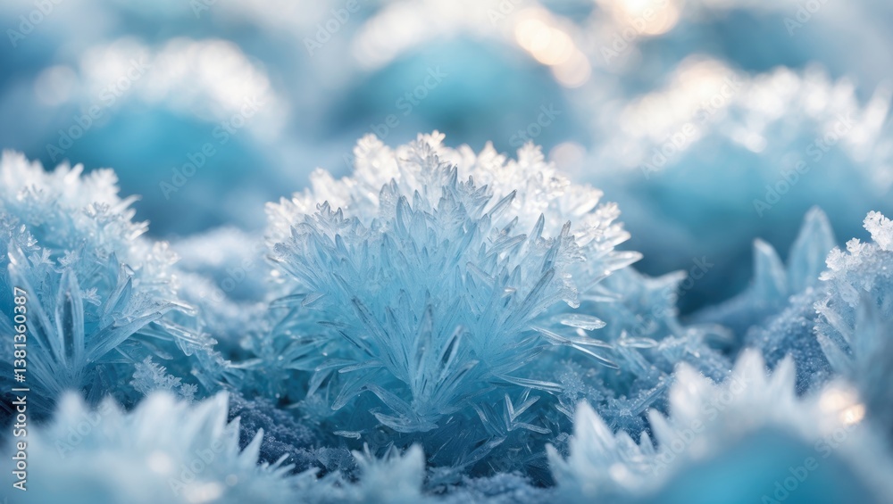 Aufkleber ice texture crystal, background in blue tones. cold frosty surface with textured ice.