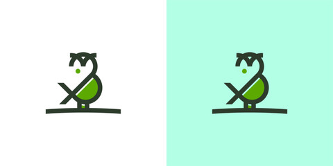 Minimalist logo letter B owl vector design
