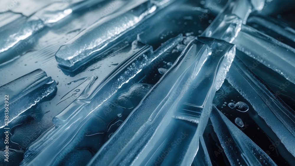 Poster ice texture background. textured frosty surface of a cold ice block.