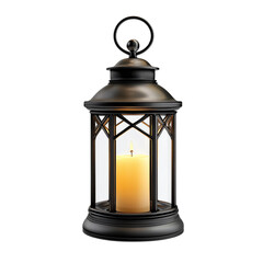 Lantern with candle isolated on white background