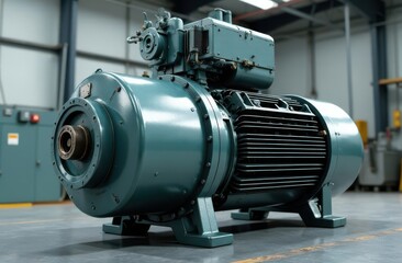 Fototapeta premium industrial compressor for supplying compressed gas to the air system of the plant on a background of production