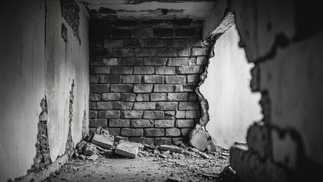 Old black wall. Brick backdrop. Grunge style.