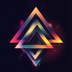 Neon color triangle glowing 3d abstract futuristic render
