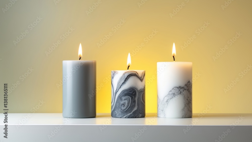 Poster Holders with candles placed on a table against a wall in a room