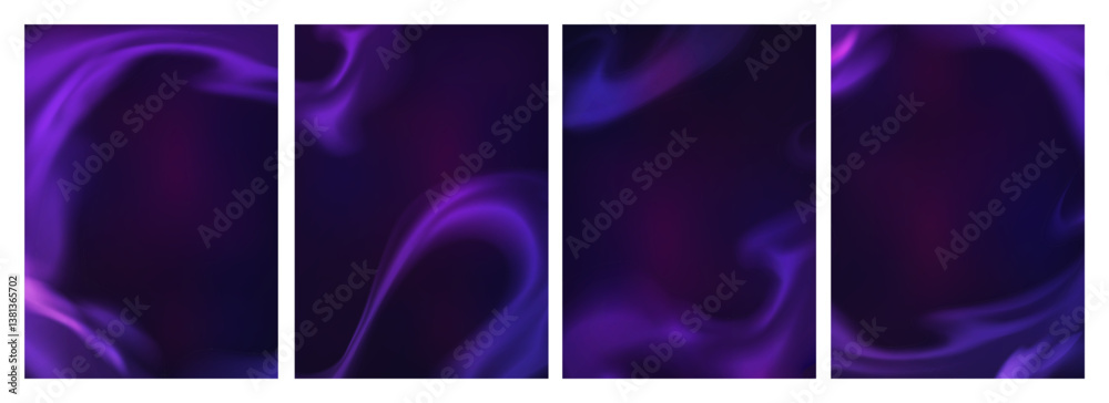 Poster smoke and purple clouds. halloween background with vector magic fog effect. purple and violet color 