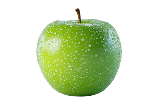 Fresh green apple with Measuring tape isolated on white or transparent background.