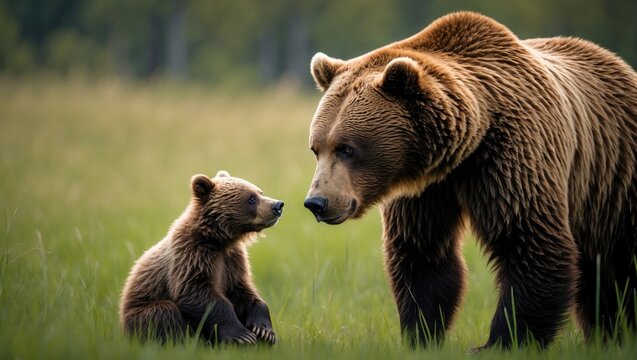 Momma bear admonishing her cub