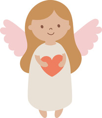 Little angel with heart vector illustration
