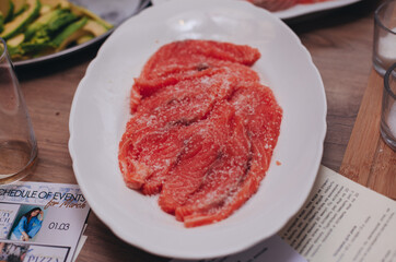 salmon preparation process for sushi