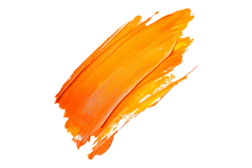orange abstract hand-painted marker isolated on white or transparent background.