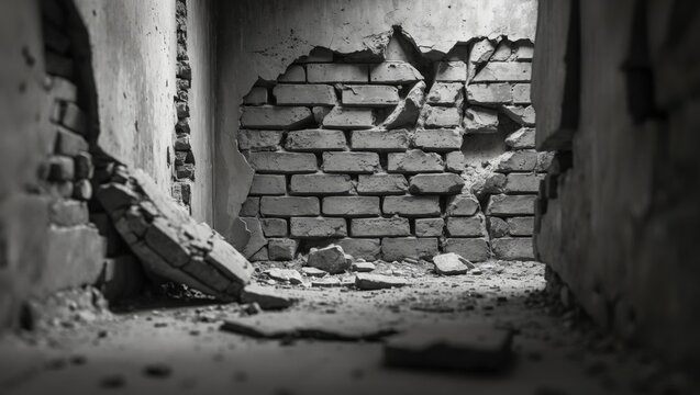 Old black wall. Brick backdrop. Grunge style.