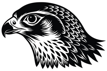 Eagle Head Profile Graphic, Bird of Prey Design, Detailed Black and White