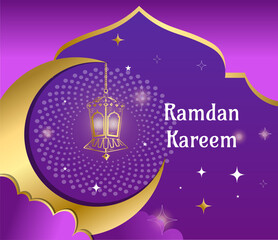 illustration in oriental style with beautiful lamps and the moon.