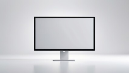 new model of computer monitor featuring a blank white screen set against a white backdrop