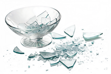 broken glass effect isolated on white background, PNG