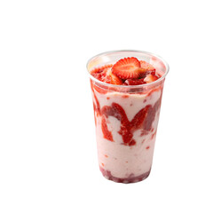 Strawberry Splash Pink Yogurt Drink red isolated on white background