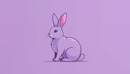 White Rabbit On Vibrant Purple Background Featuring Anthropomorphic Design With Long Floppy Ears Symbolizing Hope And Whimsical Character For Brand Storytelling, AI Generated